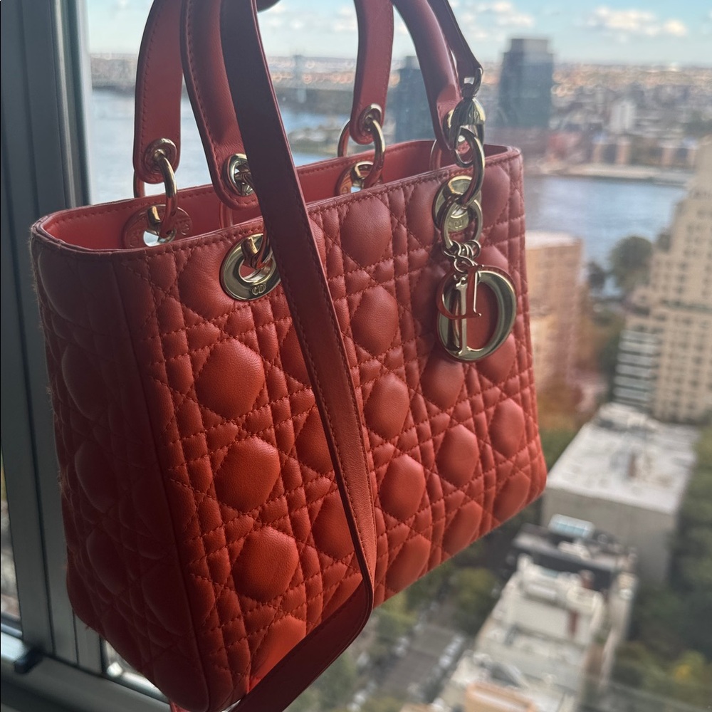 Dior Vibrant Orange Quilted Satchel